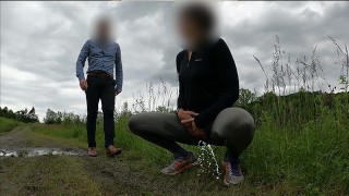 she pisses on herself while jogging, her boss catches her and fucks her