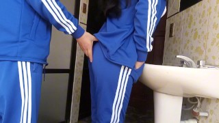 Schoolgirl in quickie in the school bathroom