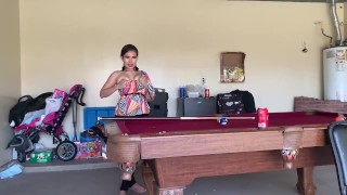 goddess and Zeus trying to have sex on the pool table 